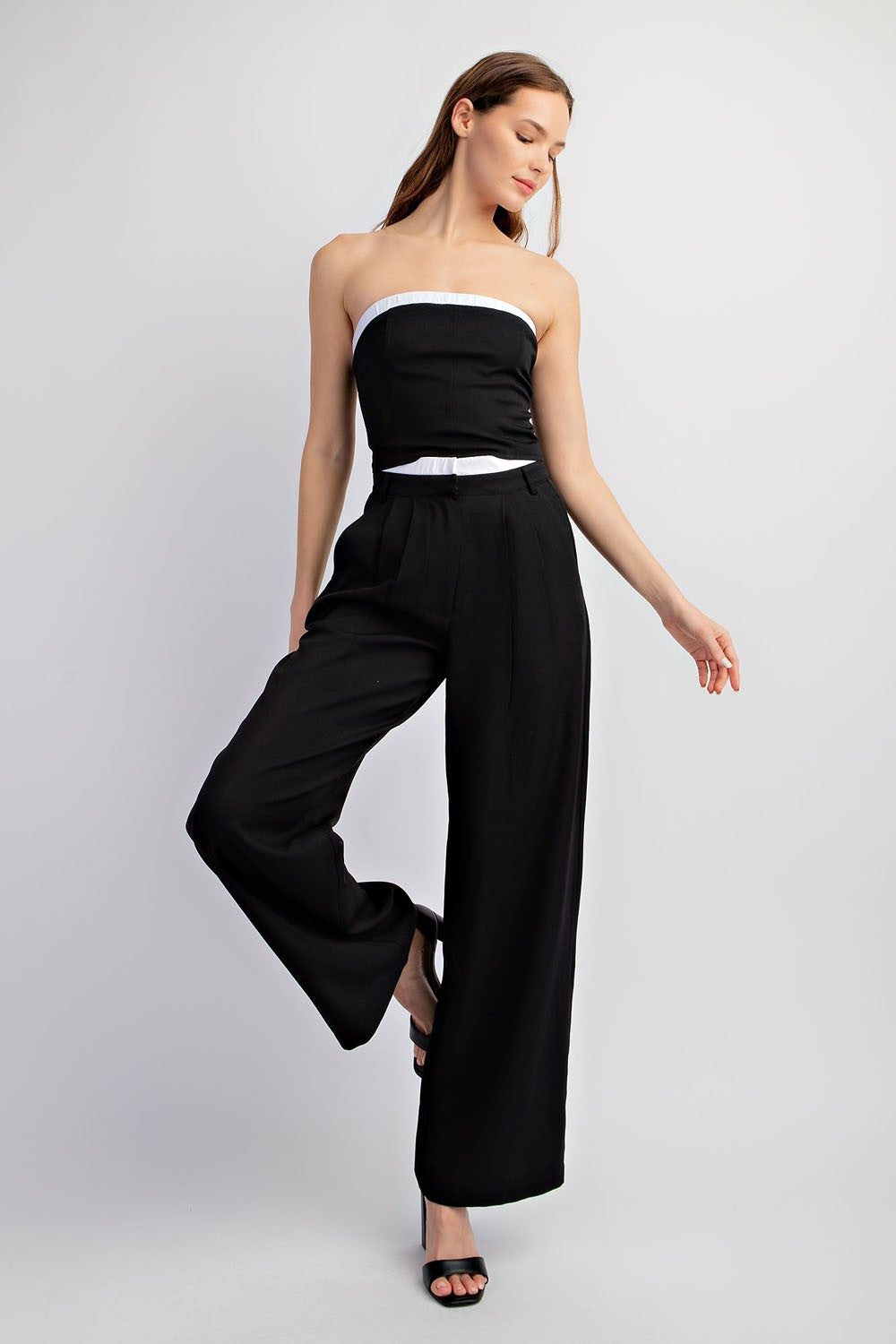 Black Bella Pant with Contrast Waist Band