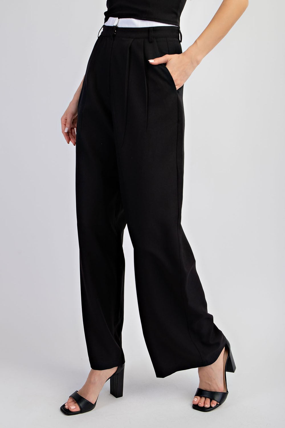 Black Bella Pant with Contrast Waist Band