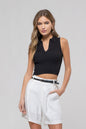 White Bre Collared Knit Top