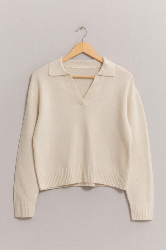 Cream Mila Collared Sweater